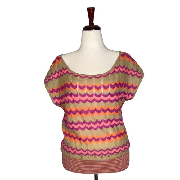 Free People Chevron Wool Blend Knit Blouson Sweater   Size: L - Picture 2 of 5